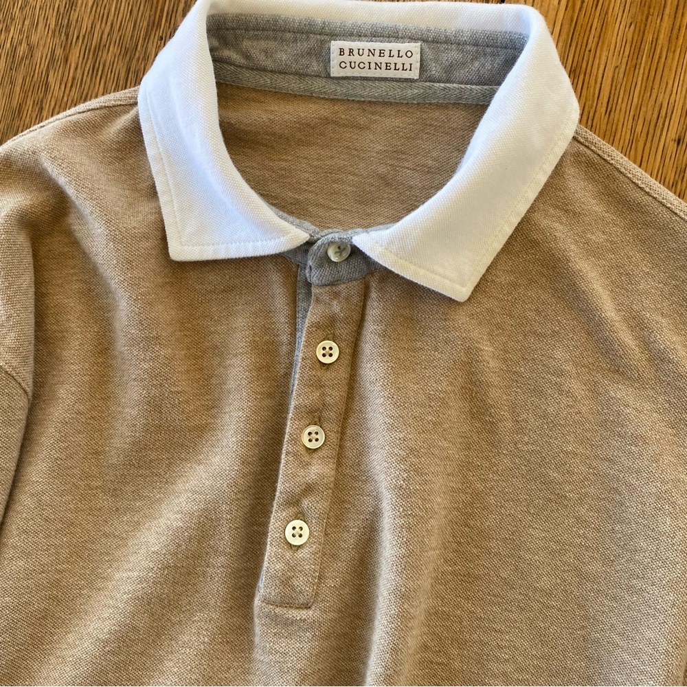 Brunello Cucinelli Beige Long Sleeve Polo Shirt - Picture 14 of 14